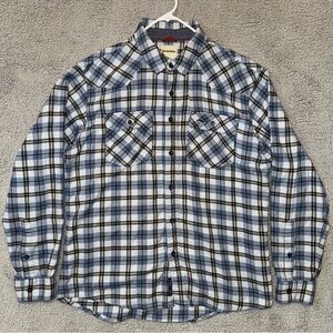 Simms Mens Santee Flannel Plaid Long-Sleeve Shirt Blue Size Large